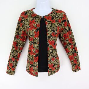 Notations Blouse Womens Size PL Multicolor Floral Shirt Long‎ Sleeves Stretch